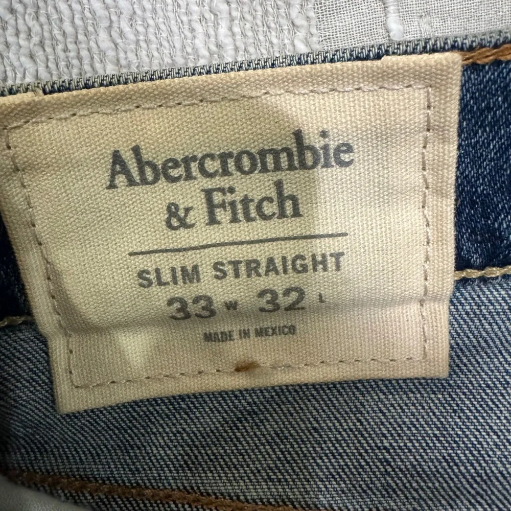 Abercrombie & Fitch Slim Straight Jeans Mens 33x32 Medium Wash A&F Stretch Blue‎